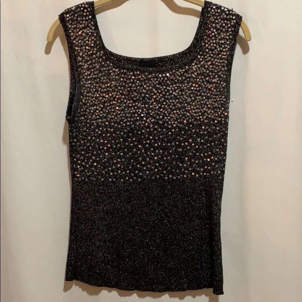 23rd ST TANK TOP BLK/SILVER SEQUINS SZ L